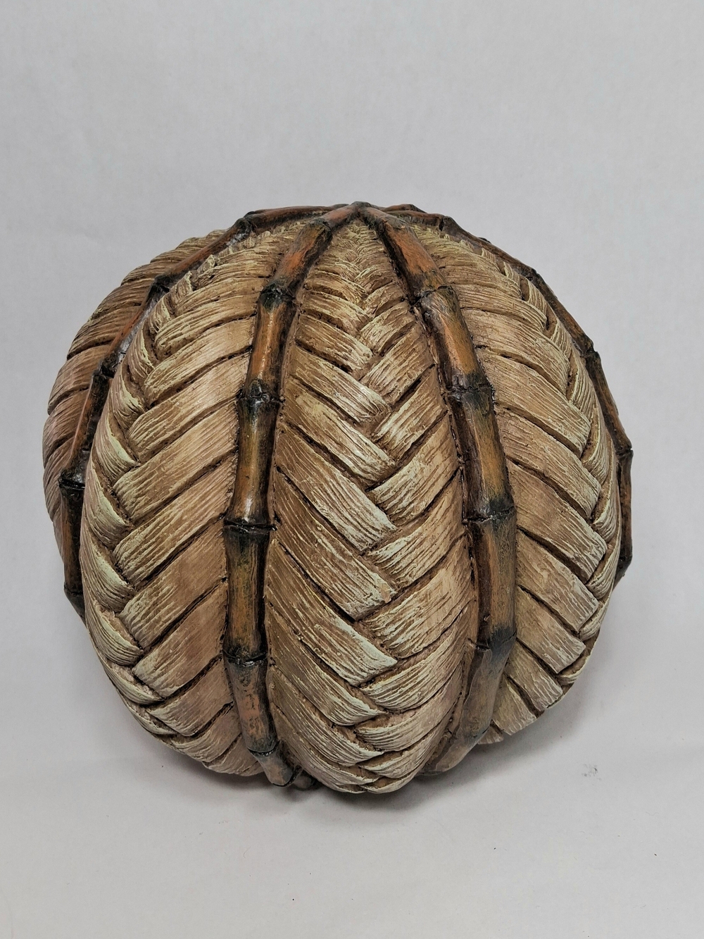 Decorative Ball Sphere Orb BrownDark Brown Bamboo Wicker Textured Ceramic Resin